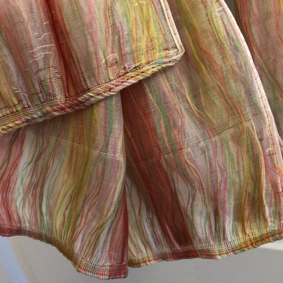 Satiny striped ruched shawl scarf - Picture 5 of 7